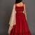 Crimson red embroidered cotton silk lehenga set