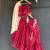 Crimson red embroidered cotton silk lehenga set