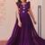 purple color sequin multithreaded beaded embroidered silk blend gown