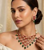 Noor Pearl Cascade Choker Set | Kundan Bridal & Festive Jewellery 
