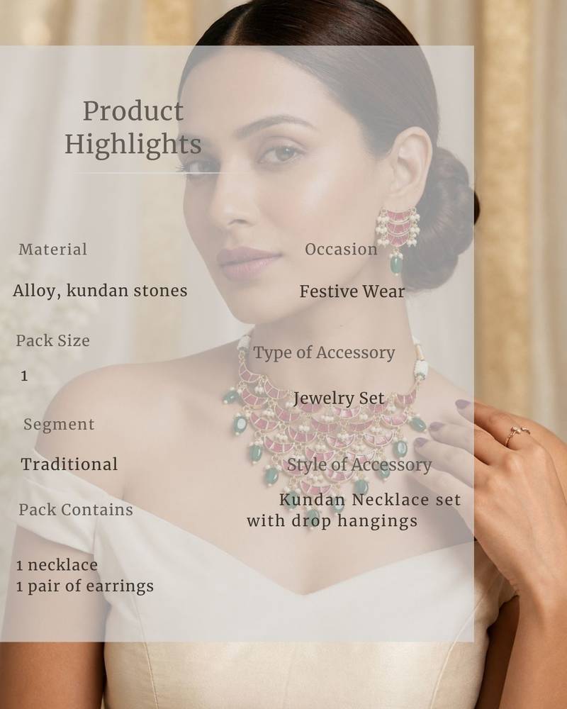 Noor Pearl Cascade Choker Set | Kundan Bridal & Festive Jewellery 