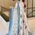 White&blue georgette readymade anarkali suit with embroidery & sequence work