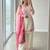 White&pink rayon readymade suit with embroidery & lace border work