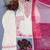 White&pink rayon readymade suit with embroidery & lace border work