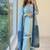 Blue rayon readymade suit with embroidery & lace border work