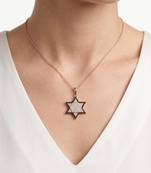 925 Sterling Silver Star of David CZ Hexagram Pendant Necklace  Set for Women