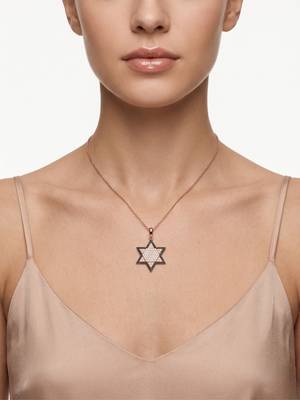 925 Sterling Silver Star of David CZ Hexagram Pendant Necklace  Set for Women 2