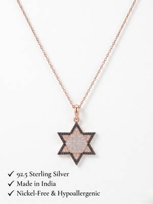 925 Sterling Silver Star of David CZ Hexagram Pendant Necklace  Set for Women 3