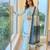 Blue rayon readymade suit with embroidery & lace border work