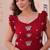 maroon color sequin multithreaded beaded embroidered silk blend gown