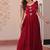 maroon color sequin multithreaded beaded embroidered silk blend gown