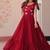maroon color sequin multithreaded beaded embroidered silk blend gown