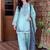 Blue rayon readymade suit with embroidery & lace border work