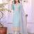 Grey&blue georgette readymade suit with embroidery & sequence work