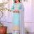 Grey&blue georgette readymade suit with embroidery & sequence work