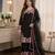 Black rayon readymade suit with embroidery & lace border work