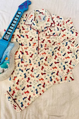 Blue dog bone night suit