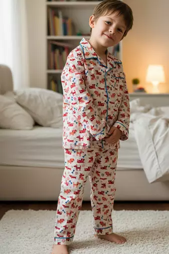 Red dog bone night suit