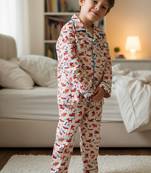 Red dog bone night suit