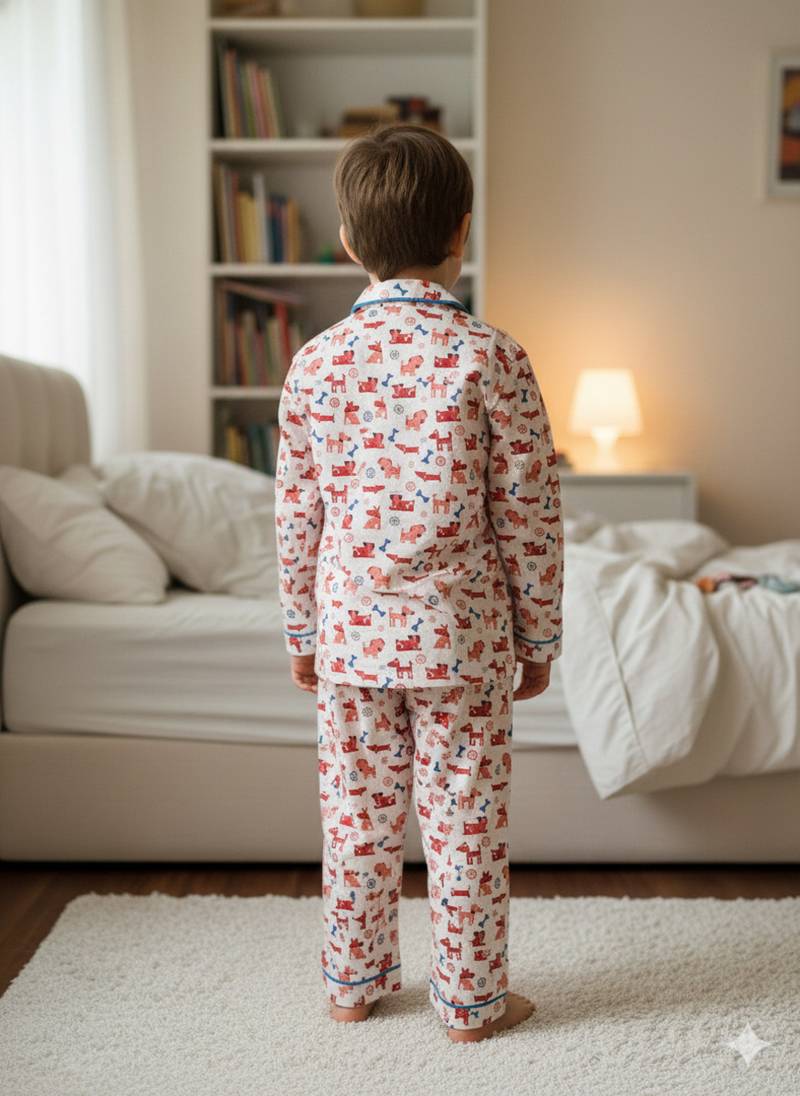 Red dog bone night suit