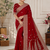red color sequance and dori embroidery work lace border silk blend saree