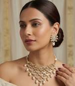 Noor Pearl Cascade Choker Set | Kundan white Bridal & Festive Jewellery