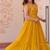 yellow color sequin multithreaded beaded embroidered silk blend gown