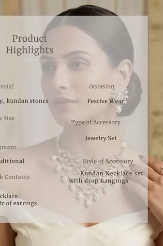 Noor Pearl Cascade Choker Set | Kundan white Bridal & Festive Jewellery