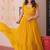 yellow color sequin multithreaded beaded embroidered silk blend gown