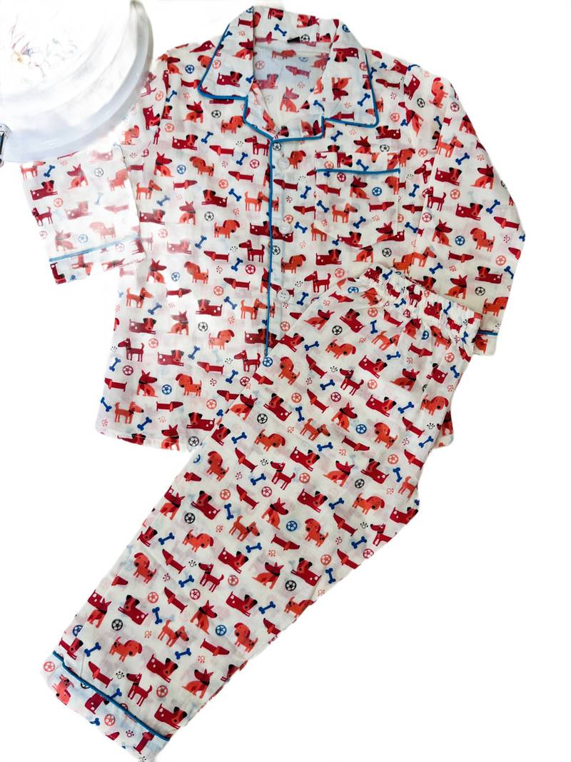 Red dog bone night suit