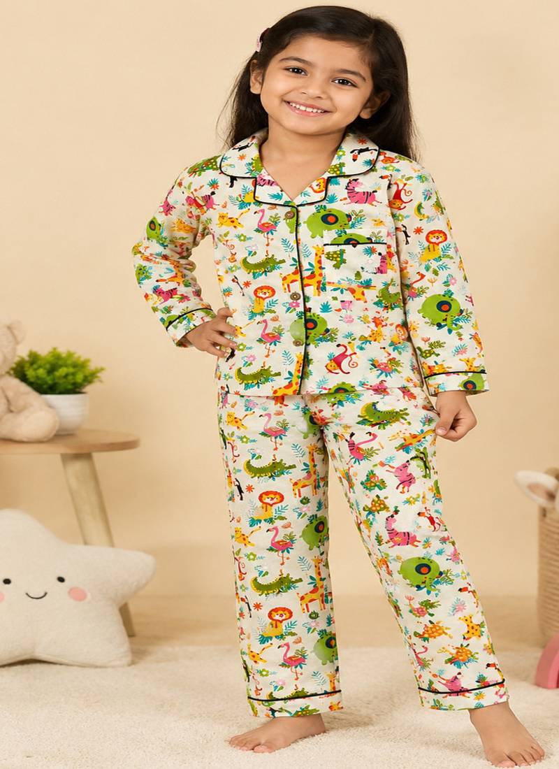 Multicolor animal night suit