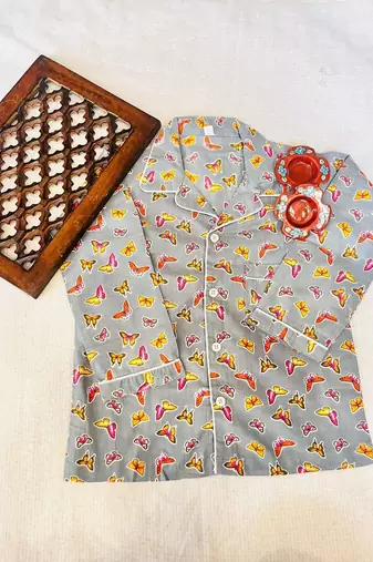 Grey butterfly night suit