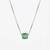 925 Sterling Silver Emerald-Cut Green CZ Solitaire Pendant Necklace Set  for Women