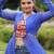 Blue georgette readymade navratri top with leheriya & kutchi patchwork