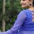 Blue georgette readymade navratri top with leheriya & kutchi patchwork