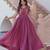 Wine silk blend readymade anarkali suit with embroidery work