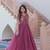 Wine silk blend readymade anarkali suit with embroidery work
