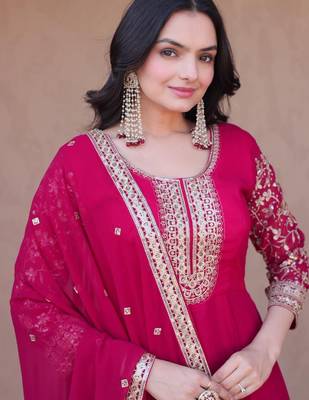 Rani georgette readymade anarkali suit with embroidery & sequence work 2