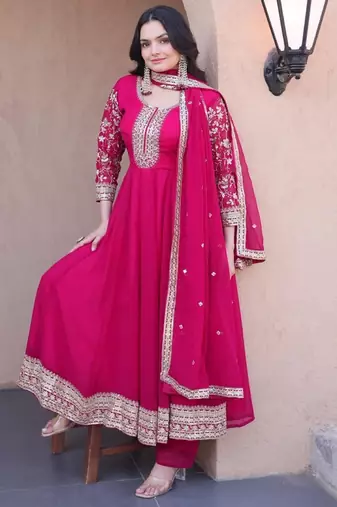 Rani georgette readymade anarkali suit with embroidery & sequence work