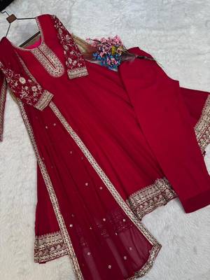 Rani georgette readymade anarkali suit with embroidery & sequence work 4