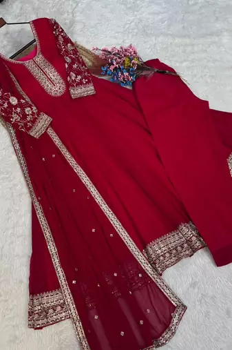 Rani georgette readymade anarkali suit with embroidery & sequence work