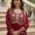 Red georgette readymade anarkali suit with embroidery & sequence work