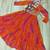 Orange georgette readymade navratri anarkali with leheriya & kutchi patchwork