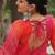 Orange georgette readymade navratri anarkali with leheriya & kutchi patchwork