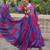 Blue georgette readymade navratri anarkali with leheriya & kutchi patchwork