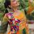 Yellow georgette readymade navratri anarkali with leheriya & kutchi patchwork
