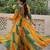 Yellow georgette readymade navratri anarkali with leheriya & kutchi patchwork