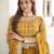 Mustard vichitra readymade anarkali suit with zari embroidery & sequence work
