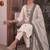 Off white cotton embroidered straight kurti with pant & printed cotton dupatta set