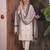 Off white cotton embroidered straight kurti with pant & printed cotton dupatta set